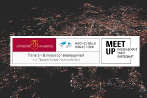 Meet Up und TIM Logo mit Stadt im Hintergrund