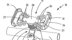 Das Bild zeigt in einer Skizze die Erfindung einer einteiligen Haltevorrichtung für mobile Endgeräte